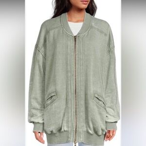free people robby bomber jacket m We The Free Light Gray Bomber Jacket